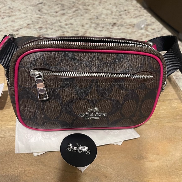 Coach Signature Mini Belt Bag Brown and Violet - Picture 7 of 8